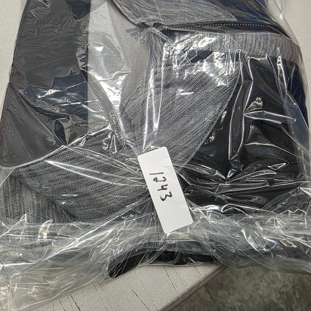 Adidas Mens Large Gray Black Space Dye Quarter Zip Pullover Long Sleeve Shirt